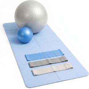 Foldable PILATES MAT with 3 Resistance Bands Set, Pilates Ball & Yoga Ball — 6-Piece Pilates Kit, Extra Thick Workout Mat, Air Pump Included. At Home Workout Equipment for Women and Men in Saudi Arabia