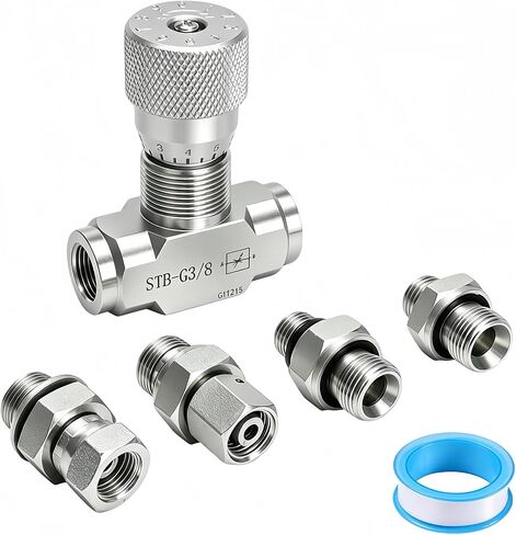 2pack STB-G3/8 3/8" L08 Hydraulic Flow Control Valve Compatible with 1-2 Ton Mini Excavator,Bidirectional Restrictor Valve w/Two-Sided Connectors in Kuwait