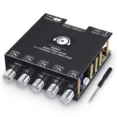 S600X Bluetooth 5.2 لوحة مضخم الصوت، HiFi Stereo Amp 2.1 Channel 300W*2+600W W/Treble & Bass/BT USB AUX Inputs/DC 19-51V Sub مكبرات الصوت لمكبرات الصوت DIY in Kuwait