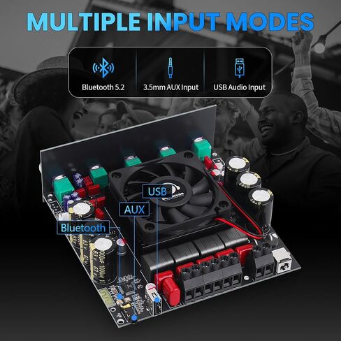 S600X Bluetooth 5.2 لوحة مضخم الصوت، HiFi Stereo Amp 2.1 Channel 300W*2+600W W/Treble & Bass/BT USB AUX Inputs/DC 19-51V Sub مكبرات الصوت لمكبرات الصوت DIY in Kuwait
