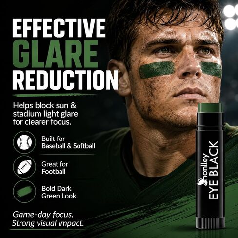 Dark Green Eye Black Stick for Sport, Anti-Glare EyeBlack Baseball Football Softball Lacrosse Gear Accessories, Waterproof Last All Game, High Pigmented, Smooth Application in Kuwait