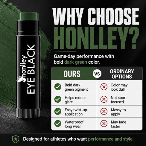 Dark Green Eye Black Stick for Sport, Anti-Glare EyeBlack Baseball Football Softball Lacrosse Gear Accessories, Waterproof Last All Game, High Pigmented, Smooth Application in Kuwait