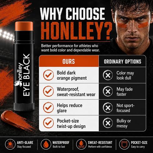 Dark Orange Eye Black Stick for Sport，Anti-Glare EyeBlack Baseball Football Softball Lacrosse Accessories, Waterproof Last All Game, High Pigmented，Smooth Application in Kuwait