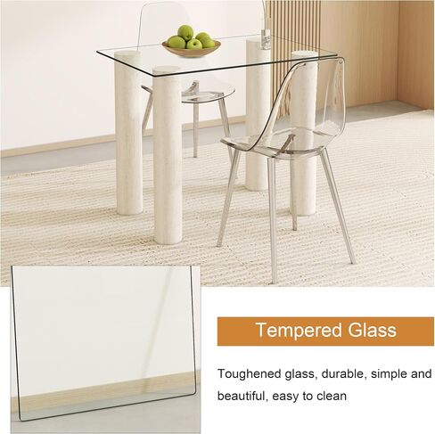 Rectangle Tempered Glass Table Top, Clear Surface 1/4" Thick Flat Polished Edge for Furniture Protection Patio Dining Coffee End Tables in Kuwait