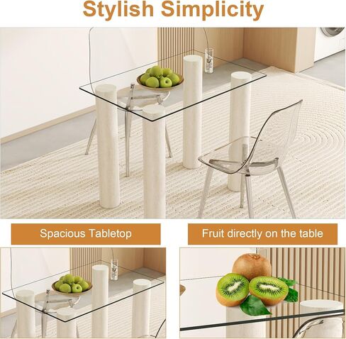 Rectangle Tempered Glass Table Top, Clear Surface 1/4" Thick Flat Polished Edge for Furniture Protection Patio Dining Coffee End Tables in Kuwait
