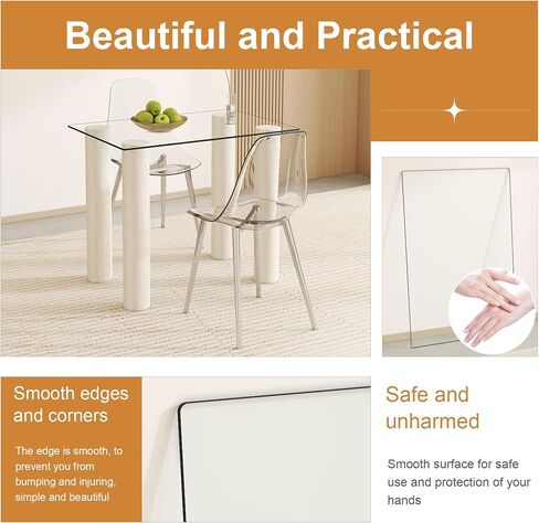 Rectangle Tempered Glass Table Top, Clear Surface 1/4" Thick Flat Polished Edge for Furniture Protection Patio Dining Coffee End Tables in Kuwait