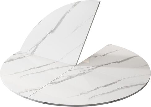 4-Fold Foldable Round Table Top Extender 47 51 55 59 63 71 79 inch Large Round Folding Table Top Only Wood Multipurpose Portable Tabletop Space Saving for Party Dining Easy to Store(White,63") in Saudi Arabia