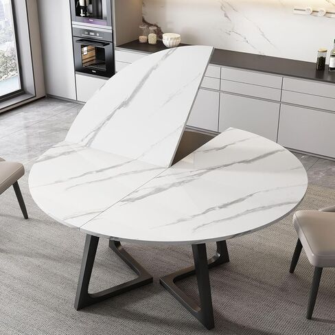 4-Fold Foldable Round Table Top Extender 47 51 55 59 63 71 79 inch Large Round Folding Table Top Only Wood Multipurpose Portable Tabletop Space Saving for Party Dining Easy to Store(White,63") in Saudi Arabia