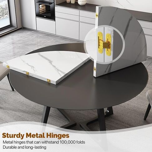 4-Fold Foldable Round Table Top Extender 47 51 55 59 63 71 79 inch Large Round Folding Table Top Only Wood Multipurpose Portable Tabletop Space Saving for Party Dining Easy to Store(White,63") in Saudi Arabia