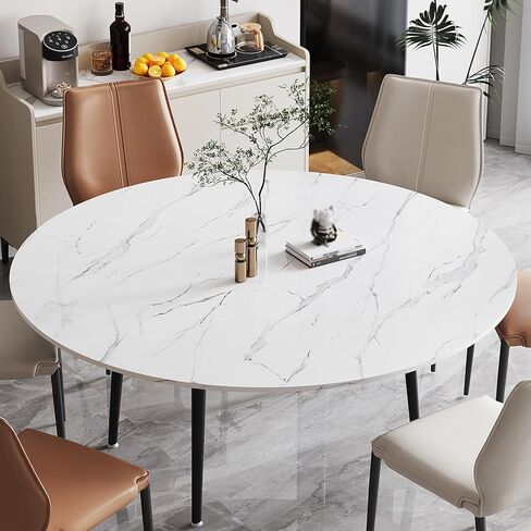 4-Fold Foldable Round Table Top Extender 47 51 55 59 63 71 79 inch Large Round Folding Table Top Only Wood Multipurpose Portable Tabletop Space Saving for Party Dining Easy to Store(White,63") in Saudi Arabia