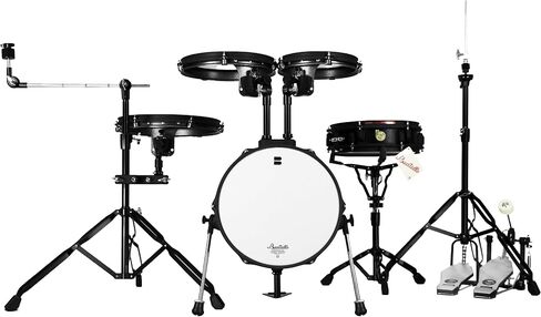 Jungle Pad Compact Portable Adult 5pc Drum Set, 1.5 inches ultra-thin steel drum Cavity,14 Inches Complete Full Size Kit with Bass, Toms, Snare, Floor,Stands, Hi-Hat Pedal,Drum Pedal,Black in Kuwait