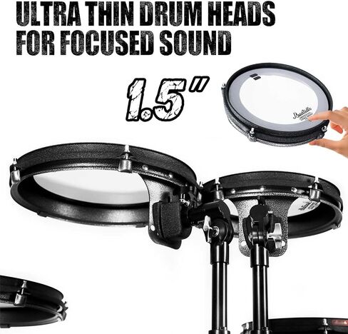 Jungle Pad Compact Portable Adult 5pc Drum Set, 1.5 inches ultra-thin steel drum Cavity,14 Inches Complete Full Size Kit with Bass, Toms, Snare, Floor,Stands, Hi-Hat Pedal,Drum Pedal,Black in Kuwait