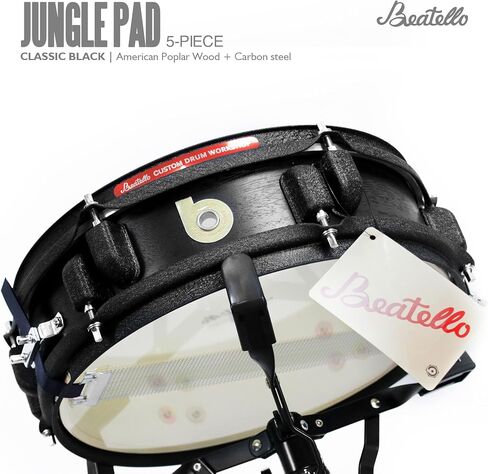 Jungle Pad Compact Portable Adult 5pc Drum Set, 1.5 inches ultra-thin steel drum Cavity,14 Inches Complete Full Size Kit with Bass, Toms, Snare, Floor,Stands, Hi-Hat Pedal,Drum Pedal,Black in Kuwait