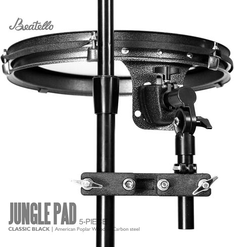 Jungle Pad Compact Portable Adult 5pc Drum Set, 1.5 inches ultra-thin steel drum Cavity,14 Inches Complete Full Size Kit with Bass, Toms, Snare, Floor,Stands, Hi-Hat Pedal,Drum Pedal,Black in Kuwait