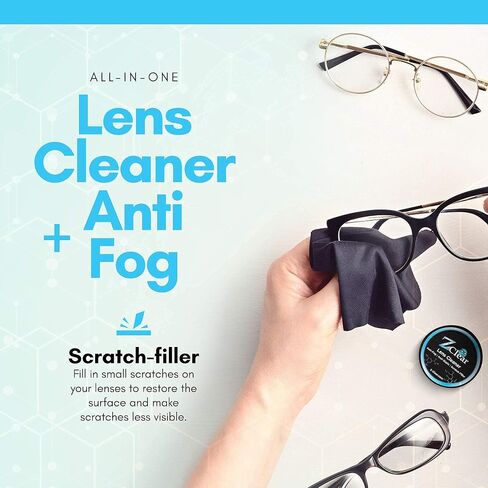 منظف ​​العدسات ومعجون مضاد للضباب للنظارات والأقنعة — Z Clear | ينظف بعمق ويبقى خاليًا من الضباب لمدة 1-3 أيام | التزلج، التزلج على الجليد، الغوص، حاجب الدراجة النارية | آمن على جميع الطلاءات | خالي من الكحول | صنع في الولايات المتحدة الأمريكية in Kuwait