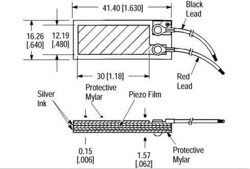 مستشعر اهتزاز الأغشية الرقيقة الكهرضغطية PVDF مع الخيوط (LDT1-028K) in Kuwait