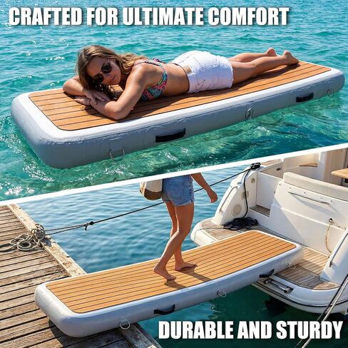 Inflatable Gangway for Boats and Yachts, 6.56 ft Gangway for Boat Dock, Portable, Durable PVC, Non-Slip Surface, Stainless Steel D-Rings, for Sport Yacht Dock Water Platform in Kuwait