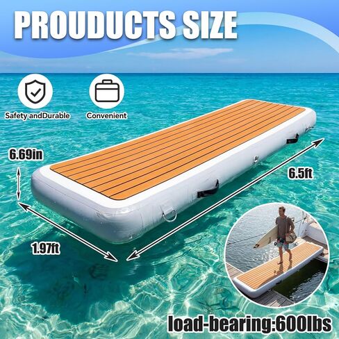 Inflatable Gangway for Boats and Yachts, 6.56 ft Gangway for Boat Dock, Portable, Durable PVC, Non-Slip Surface, Stainless Steel D-Rings, for Sport Yacht Dock Water Platform in Kuwait