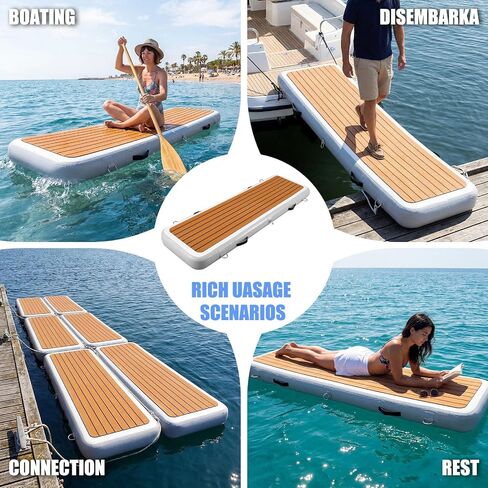 Inflatable Gangway for Boats and Yachts, 6.56 ft Gangway for Boat Dock, Portable, Durable PVC, Non-Slip Surface, Stainless Steel D-Rings, for Sport Yacht Dock Water Platform in Kuwait
