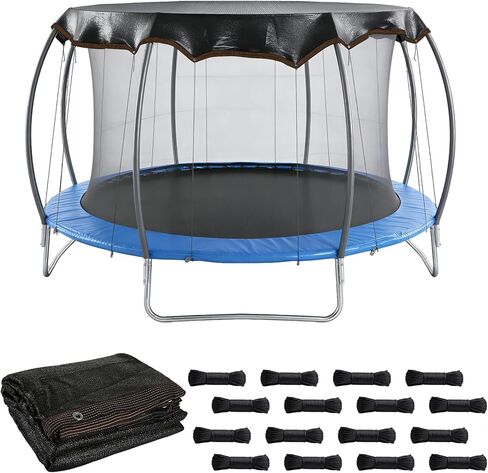 Upgraded Trampoline Shade Cover 12 14 FT Round, Heavy Duty Trampoline Cover for Sun Protection and Block Leaves, Trampoline Accessories for Backyard Playground, Easy to Install, Top Cover Only in Kuwait