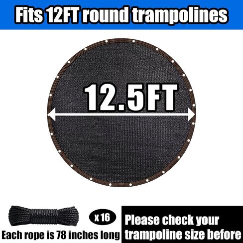 Upgraded Trampoline Shade Cover 12 14 FT Round, Heavy Duty Trampoline Cover for Sun Protection and Block Leaves, Trampoline Accessories for Backyard Playground, Easy to Install, Top Cover Only in Kuwait