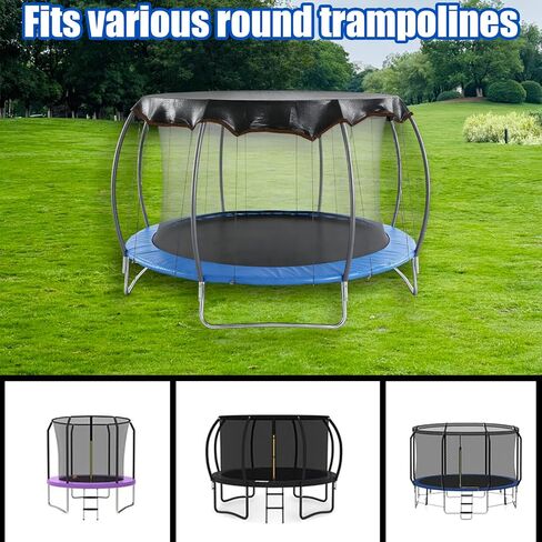 Upgraded Trampoline Shade Cover 12 14 FT Round, Heavy Duty Trampoline Cover for Sun Protection and Block Leaves, Trampoline Accessories for Backyard Playground, Easy to Install, Top Cover Only in Kuwait