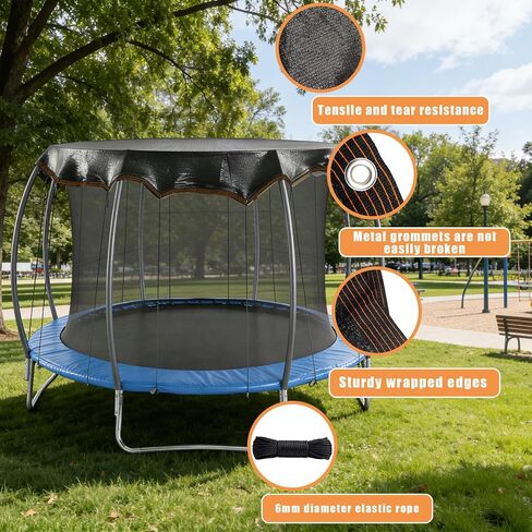 Upgraded Trampoline Shade Cover 12 14 FT Round, Heavy Duty Trampoline Cover for Sun Protection and Block Leaves, Trampoline Accessories for Backyard Playground, Easy to Install, Top Cover Only in Kuwait
