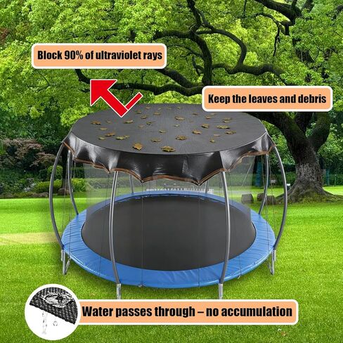Upgraded Trampoline Shade Cover 12 14 FT Round, Heavy Duty Trampoline Cover for Sun Protection and Block Leaves, Trampoline Accessories for Backyard Playground, Easy to Install, Top Cover Only in Kuwait