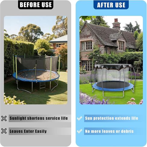 Upgraded Trampoline Shade Cover 12 14 FT Round, Heavy Duty Trampoline Cover for Sun Protection and Block Leaves, Trampoline Accessories for Backyard Playground, Easy to Install, Top Cover Only in Kuwait