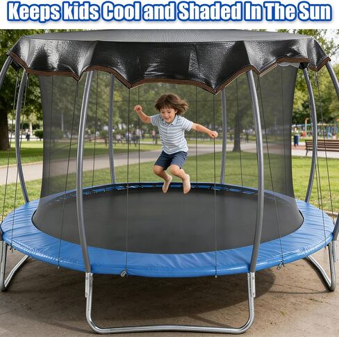 Upgraded Trampoline Shade Cover 12 14 FT Round, Heavy Duty Trampoline Cover for Sun Protection and Block Leaves, Trampoline Accessories for Backyard Playground, Easy to Install, Top Cover Only in Kuwait