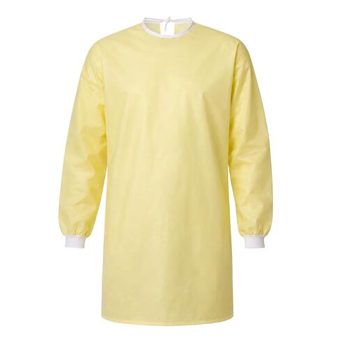 Reusable Level 1 Yellow Isolation Gown 50% Cotton / 50% Polyester Blend for Dentists, Hygienists, Doctors, Nurses and Medical Personnel - One Size (1) in Kuwait