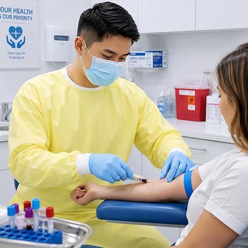 Reusable Level 1 Yellow Isolation Gown 50% Cotton / 50% Polyester Blend for Dentists, Hygienists, Doctors, Nurses and Medical Personnel - One Size (1) in Kuwait