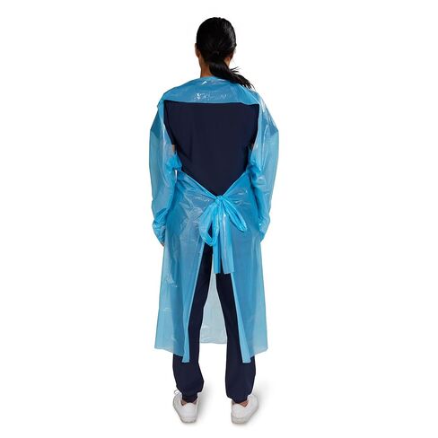 McKesson Disposable Polyethylene Film Protective Procedure Gown Blue One Size Fits Most 75 per Case in Kuwait