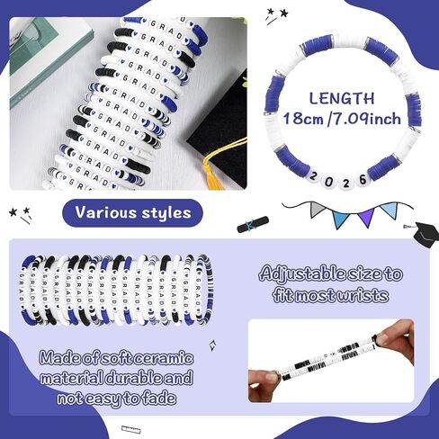 Jadive 48 Pcs Class of 2025 Bracelets Bulk Graduation Friendship Bracelets 2025 End of Year Graduation Gifts for Students Her and Him 5th College Senior High School Congrats Grad Party Favor in Kuwait