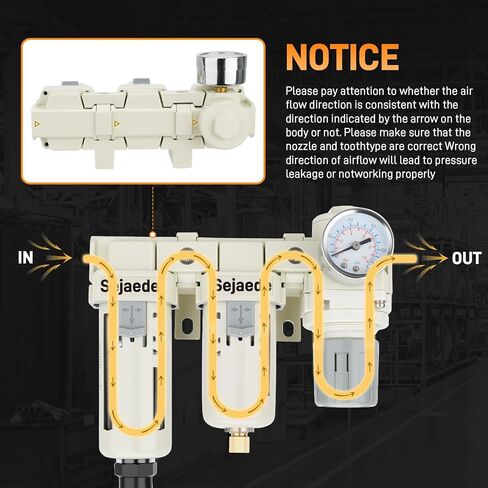 مجفف فلتر ضاغط الهواء 3/8 بوصة NPT مع منظم ضغط فلتر تصريف تلقائي وشبه تلقائي وشريط PTFE، ضاغط هواء وفاصل مياه ومنظمات فلتر مزيج الهواء 0-150 رطل لكل بوصة مربعة in Kuwait