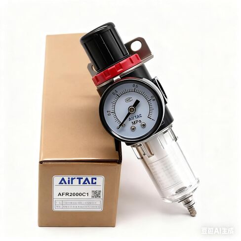 منظم فلتر الهواء المضغوط ذو الضغط المنخفض Airtac AFR2000-C 1/4 بوصة NPT 0-60 PSI Combo Piggybac قابل للتعديل، دعامة، مقياس تصريف شبه تلقائي in Kuwait