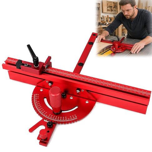 Precision Aluminum Beveled Baffle Plates, Miter Gauge for Table Saw with Grating Stops, Adjustable Spring Loaded Plunger Disc, Crosscut Sled Fence Quick Adjustment Precise Guidances (Black) in Kuwait