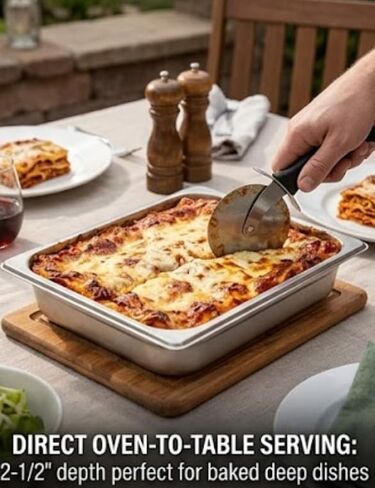 Half Size Stainless Steel Steam Table Pan, 2.5-Inch Deep - 2-Piece Set - Professional 18/8 Stainless Steel Hotel Pans - Standard Weight in Kuwait