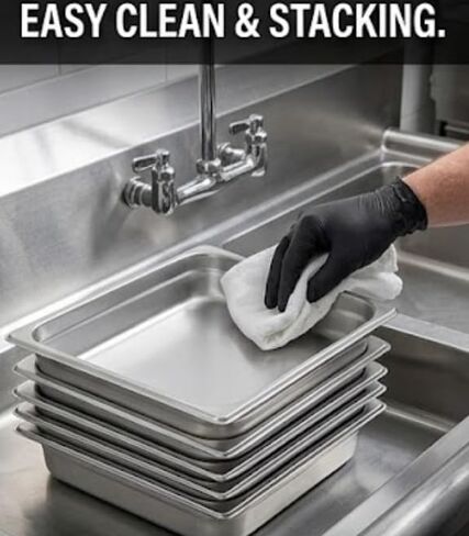 Half Size Stainless Steel Steam Table Pan, 2.5-Inch Deep - 2-Piece Set - Professional 18/8 Stainless Steel Hotel Pans - Standard Weight in Kuwait