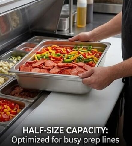Half Size Stainless Steel Steam Table Pan, 4-Inch Deep - 2-Piece Set - Professional 18/8 Stainless Steel Hotel Pans - Standard Weight in Kuwait