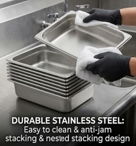 Half Size Stainless Steel Steam Table Pan, 4-Inch Deep - 2-Piece Set - Professional 18/8 Stainless Steel Hotel Pans - Standard Weight in Kuwait