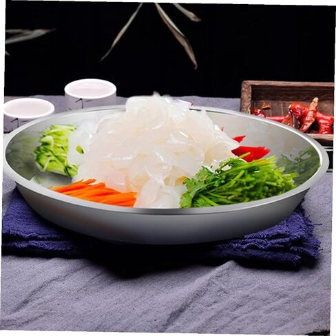 jojofuny Steam Food Plate Simple Shape with Flat Bottom Stainless Steel Easy to Clean, Not Easy to Deform or Break for Cold Noodles and Food Serving for Restaurant and Birthday Party Use in Saudi Arabia