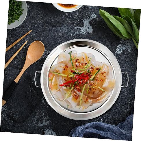 jojofuny Steam Food Plate Simple Shape with Flat Bottom Stainless Steel Easy to Clean, Not Easy to Deform or Break for Cold Noodles and Food Serving for Restaurant and Birthday Party Use in Saudi Arabia