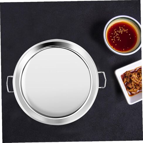 jojofuny Steam Food Plate Simple Shape with Flat Bottom Stainless Steel Easy to Clean, Not Easy to Deform or Break for Cold Noodles and Food Serving for Restaurant and Birthday Party Use in Saudi Arabia