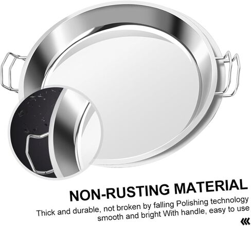 jojofuny Steam Food Plate Simple Shape with Flat Bottom Stainless Steel Easy to Clean, Not Easy to Deform or Break for Cold Noodles and Food Serving for Restaurant and Birthday Party Use in Saudi Arabia