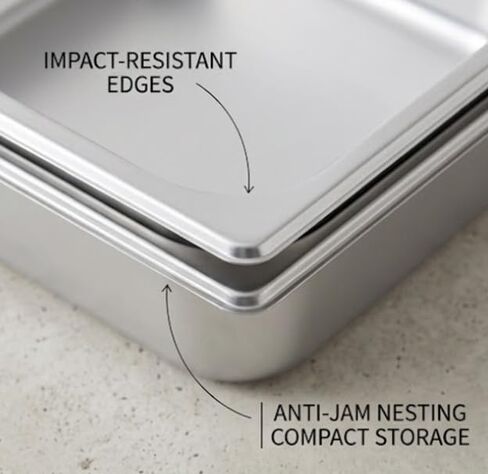 Full-Size Stainless Steel Steam Table Pan, 4-Inch Deep (14 Quart Capacity) - Professional Grade Hotel Pan - Anti-Jam Commercial Buffet Pan for Catering, Main Courses, and Food Prep in Kuwait