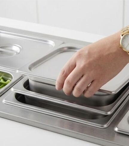 Full-Size Stainless Steel Steam Table Pan, 4-Inch Deep (14 Quart Capacity) - Professional Grade Hotel Pan - Anti-Jam Commercial Buffet Pan for Catering, Main Courses, and Food Prep in Kuwait