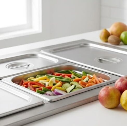 Full-Size Stainless Steel Steam Table Pan, 4-Inch Deep (14 Quart Capacity) - Professional Grade Hotel Pan - Anti-Jam Commercial Buffet Pan for Catering, Main Courses, and Food Prep in Kuwait