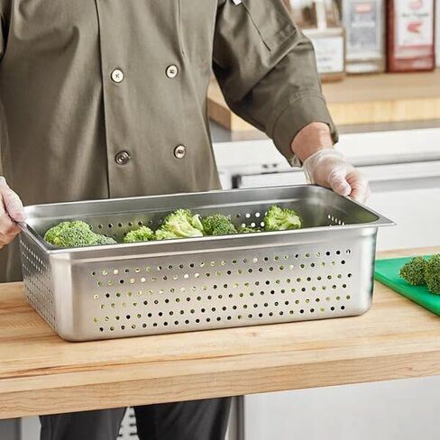 [CASE OF 6] Full Size 6" Deep Anti-Jam Perforated Stainless Steel Steam Table/Hotel Pan - 24 Gauge in Kuwait