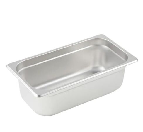 1/3 Size Anti-Jam Steam Table Pan, 4-Inch Deep - 3-Piece Set - Professional 25-Gauge 18/8 Stainless Steel Hotel Pans - Dishwasher Safe in Kuwait